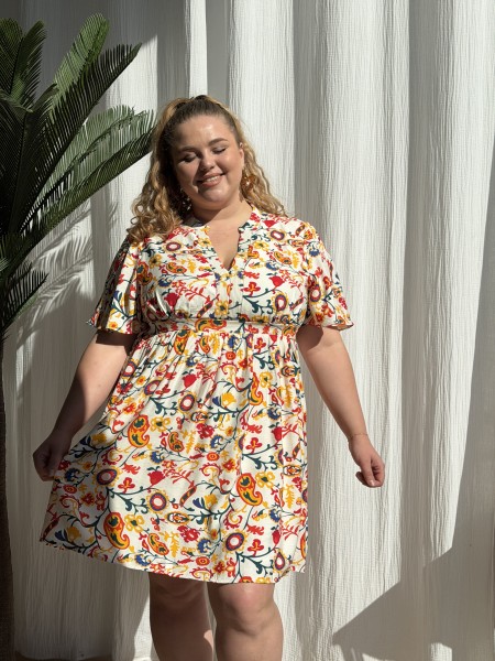 Robe courte fluide floral Garance grande taille