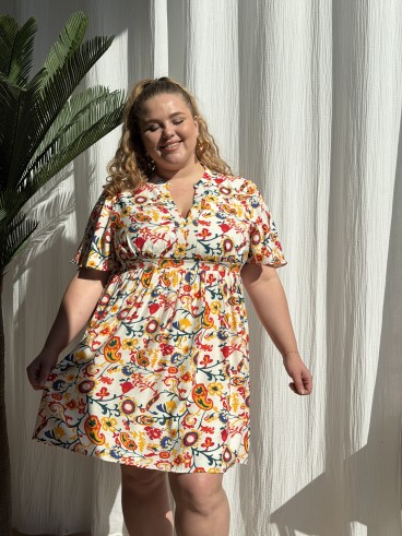 Robe courte fluide floral Garance grande taille