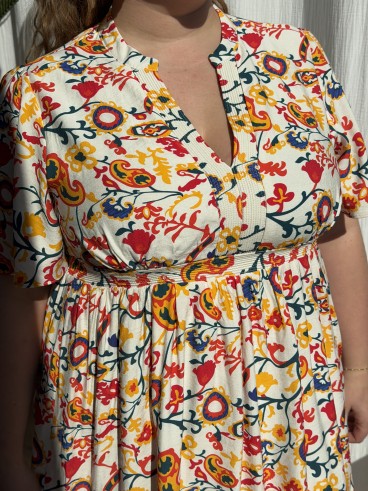 Robe courte fluide floral Garance grande taille