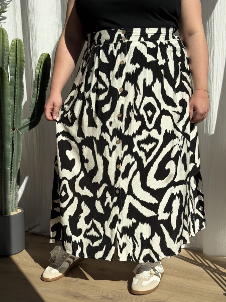 Jupe Longue Fluide Labyrinthe Noir grande taille