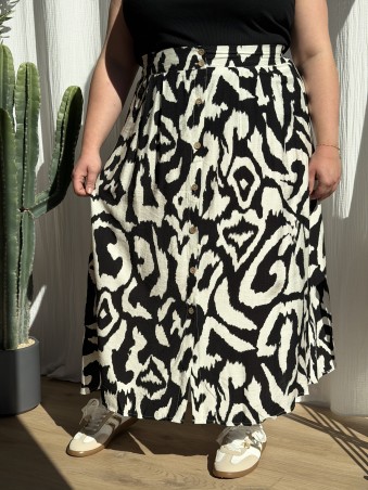 Jupe Longue Fluide Labyrinthe Noir grande taille