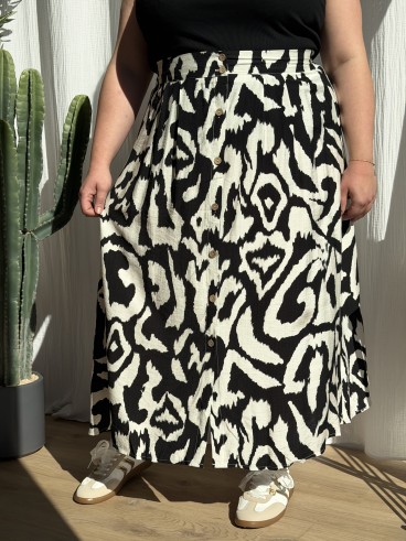 Jupe Longue Fluide Labyrinthe Noir grande taille