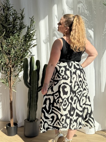 Jupe Longue Fluide Labyrinthe Noir grande taille