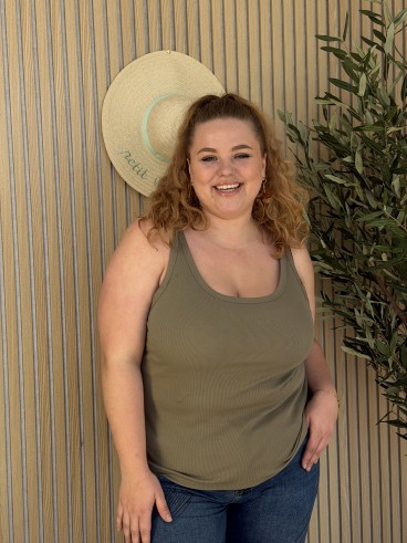 Débardeur côtelé curvy Basique kaki grande taille