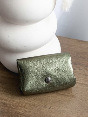 Porte monnaie synthétique irisé vert