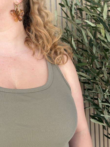Débardeur côtelé curvy Basique kaki