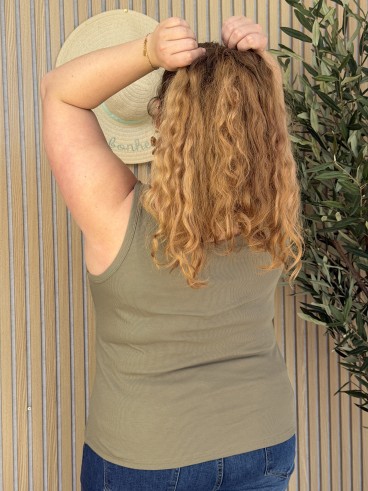 Débardeur côtelé curvy Basique kaki grande taille