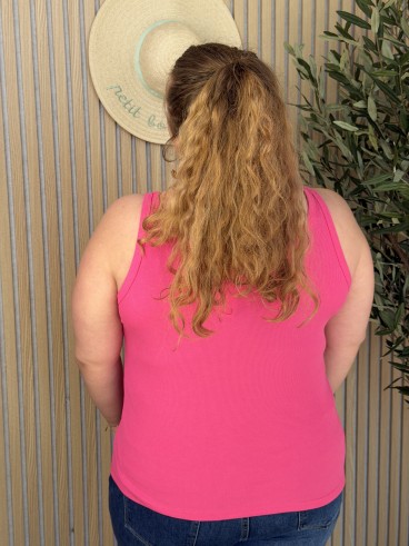 Débardeur Côtelé Curvy Basique fuchsia grande taille