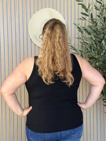 Débardeur Côtelé Curvy Basique noir grande taille