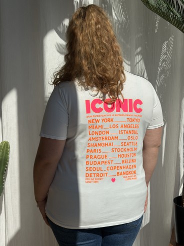 T-Shirt Curvy Iconic Jaune Blanc grande taille