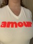 T-shirt broderie AMOUR corail