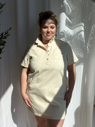 Robe Tunique Coton Isa beige grande taille