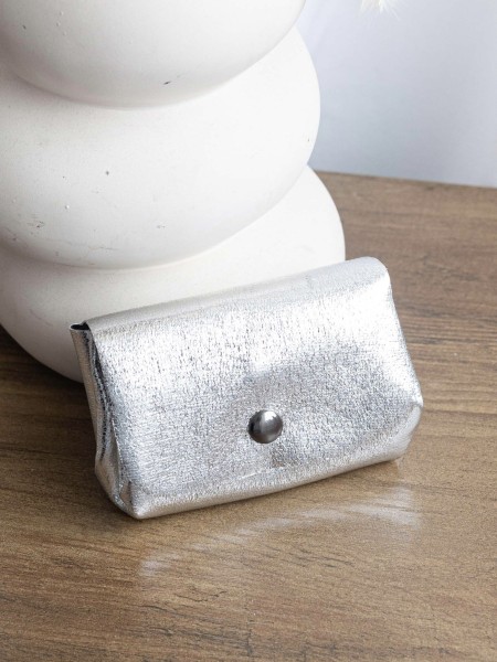 Porte monnaie synthétique irisé argent