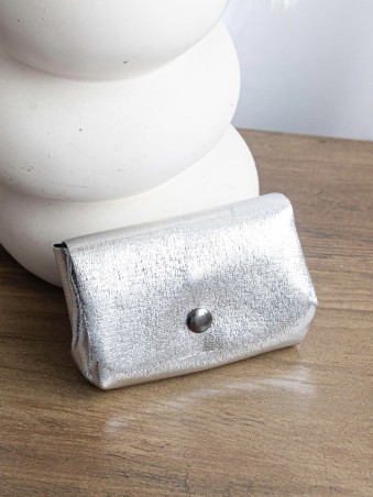 Porte monnaie synthétique irisé argent