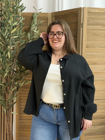 Chemise Gaze De Coton Curvy Noir