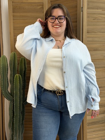 Chemise Gaze De Coton Curvy Bleu Ciel