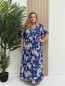 Robe longue fluide "Emilia" imprimé feuillage bleu