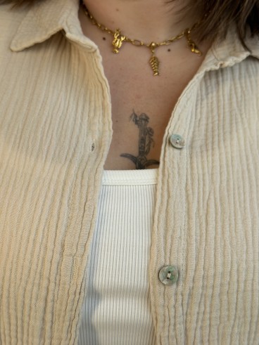 Chemise Gaze De Coton Curvy Beige grande taille