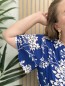 Robe longue fluide "Emilia" imprimé feuillage bleu