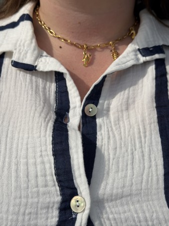 Chemise Gaze De Coton Rayures Bleu