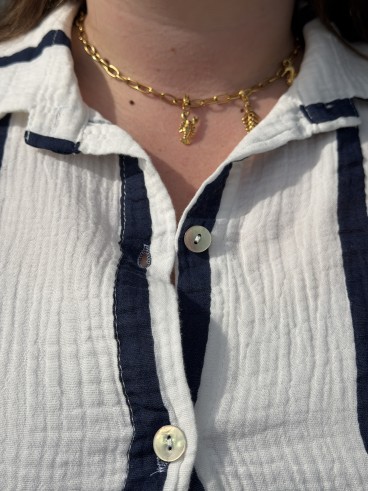 Chemise Gaze De Coton Rayures Bleu grande taille