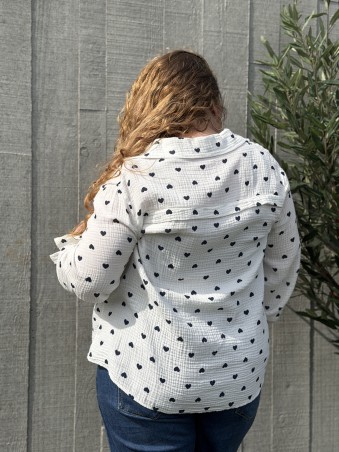 Chemise Gaze De Coton Mini coeur Noir