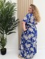 Robe longue fluide "Emilia" imprimé feuillage bleu