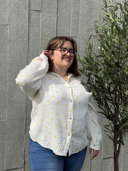 Chemise Gaze De Coton Mini Coeur Jaune