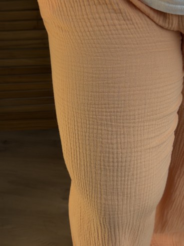 Pantalon Gaze De Coton Curvy Saumon grande taille