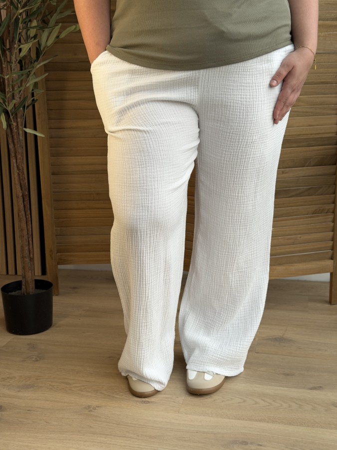 Pantalon Gaze De Coton Curvy Blanc