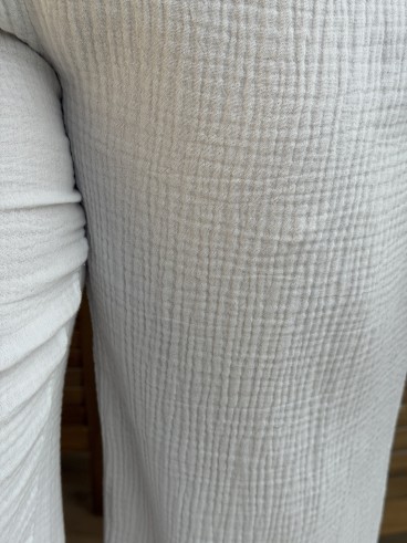 Pantalon Gaze De Coton Curvy Blanc grande taille