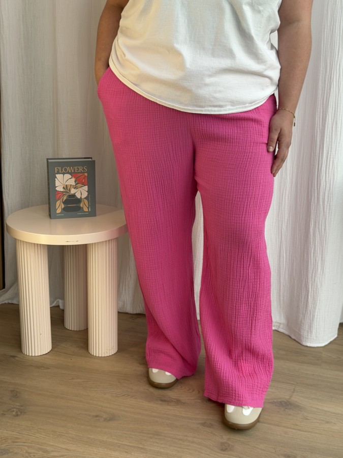 Pantalon Gaze De Coton Curvy Fuschia