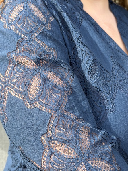 Chemise Fluide Dentelle Rosa Bleu