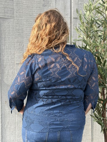 Chemise Fluide Dentelle Rosa Bleu grande taille