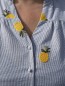 Chemise En Coton Broderie Ananas Bleu