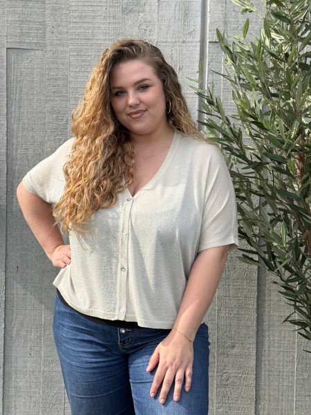 Gilet fin lurex beige grande taille