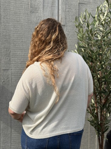 Gilet fin lurex beige grande taille