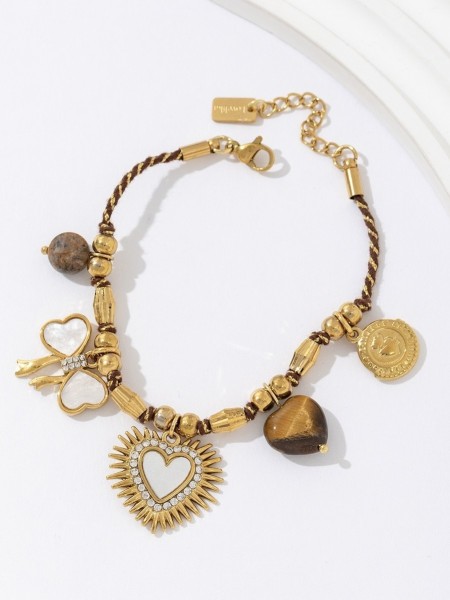 Bracelet lurex doré avec coeurs
