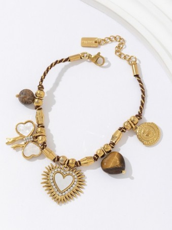 Bracelet lurex doré avec coeurs