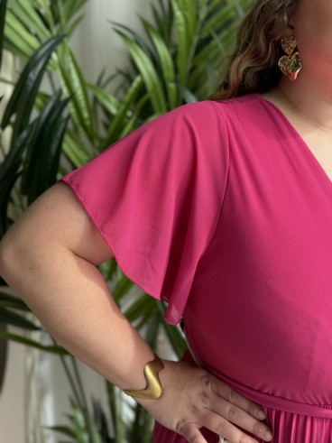 Combi Pantalon plissée Paya fuschia grande taille