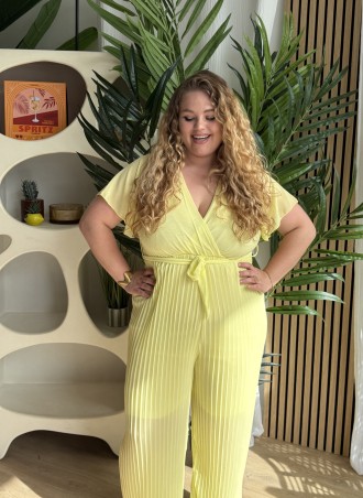 Combi Pantalon Plissée Paya jaune grande taille