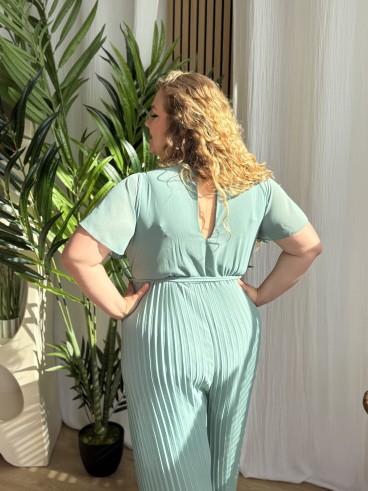 Combi Pantalon Plissée Paya Vert Sauge grande taille