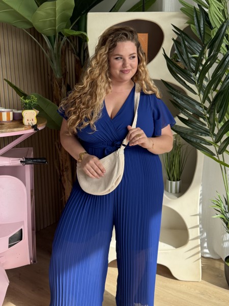 Combi Pantalon Plissée Paya Bleu électrique grande taille