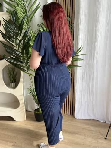 Combi Pantalon Plissée Paya bleu marine grande taille