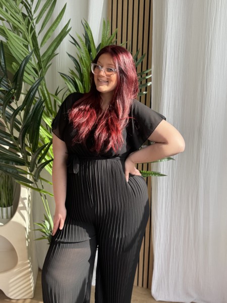 Combi Pantalon Plissée Paya Noir grande taille