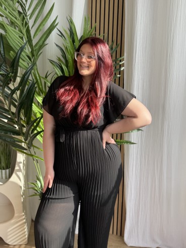 Combi Pantalon Plissée Paya Noir grande taille
