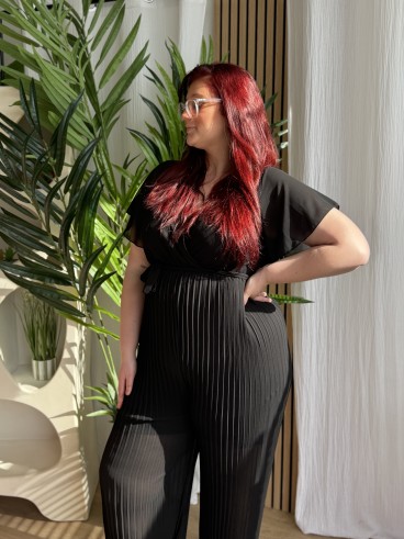 Combi Pantalon Plissée Paya Noir grande taille