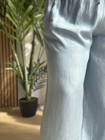 Pantalon Palazzo Tencel bleu clair grande taille