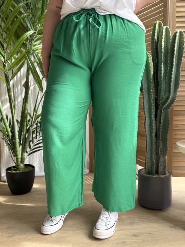 Pantalon Palazzo Vert grande taille