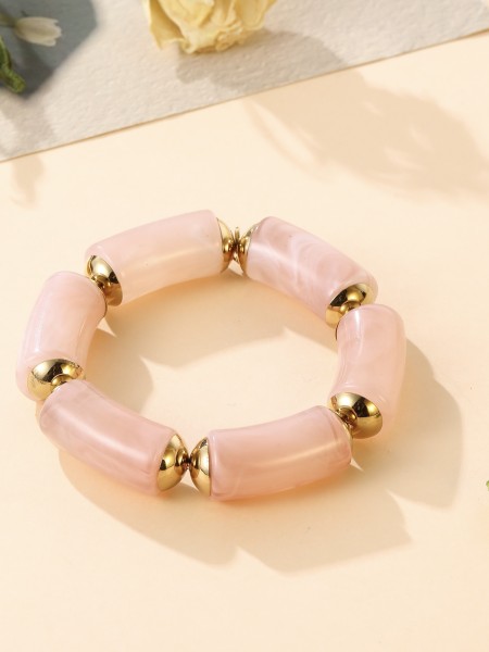Bracelet élastique effet marbré rose